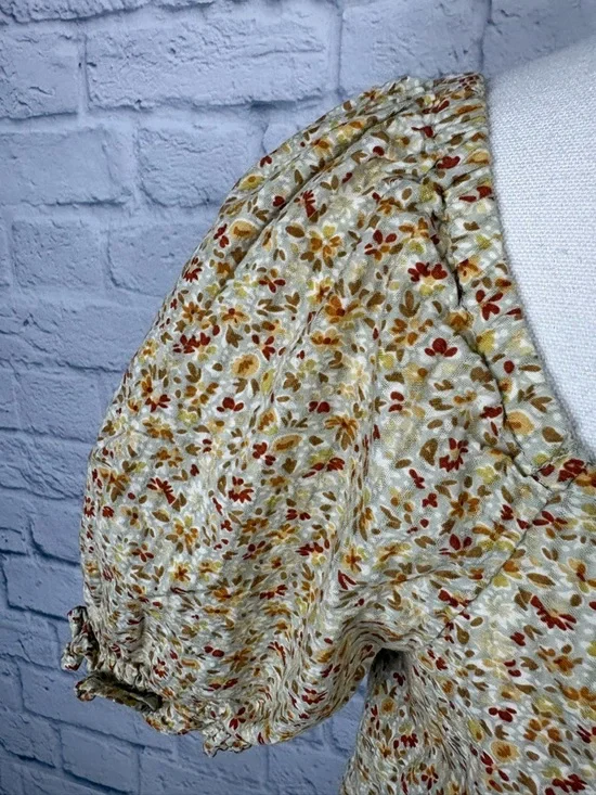 Madewell Hopewell Cottage Garden Puff Sleeve Crop Top in Sunfaded Sage size M - Picture 8 of 9